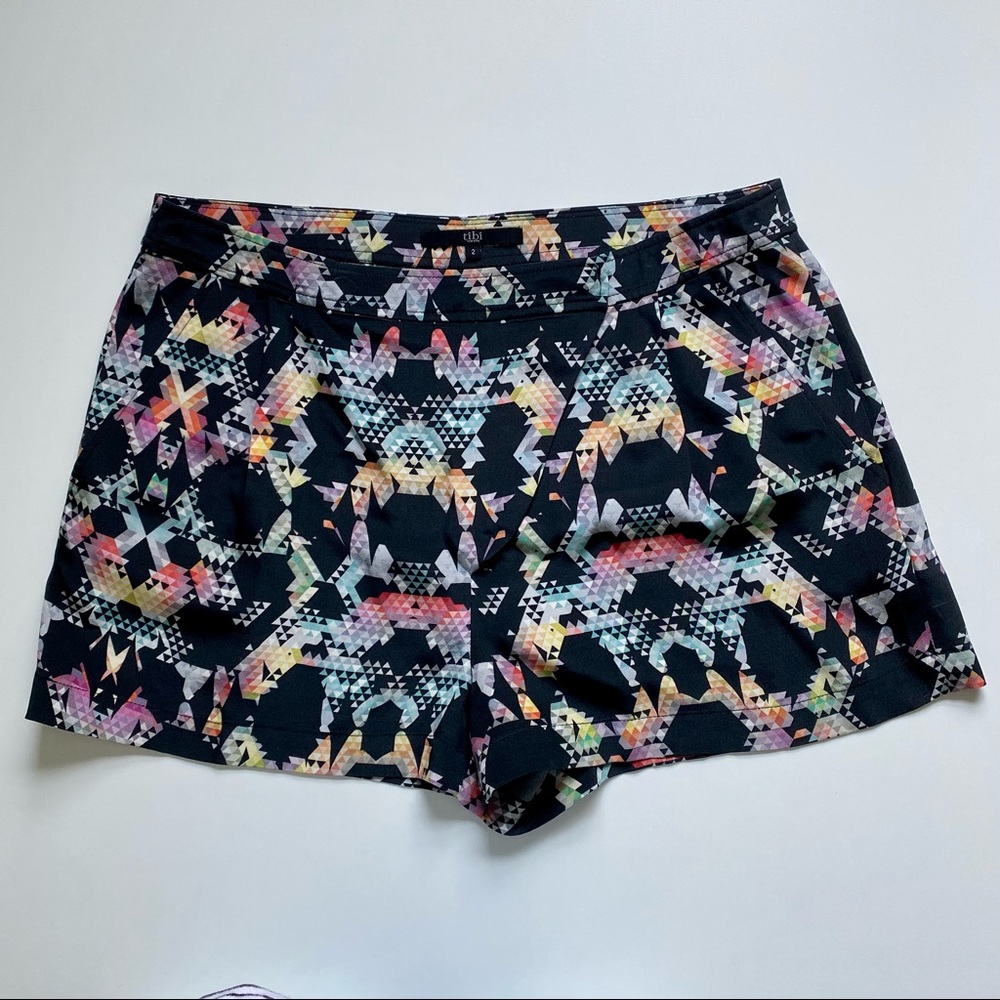 Tibi Silk Prism Geometric Print Shorts size 2